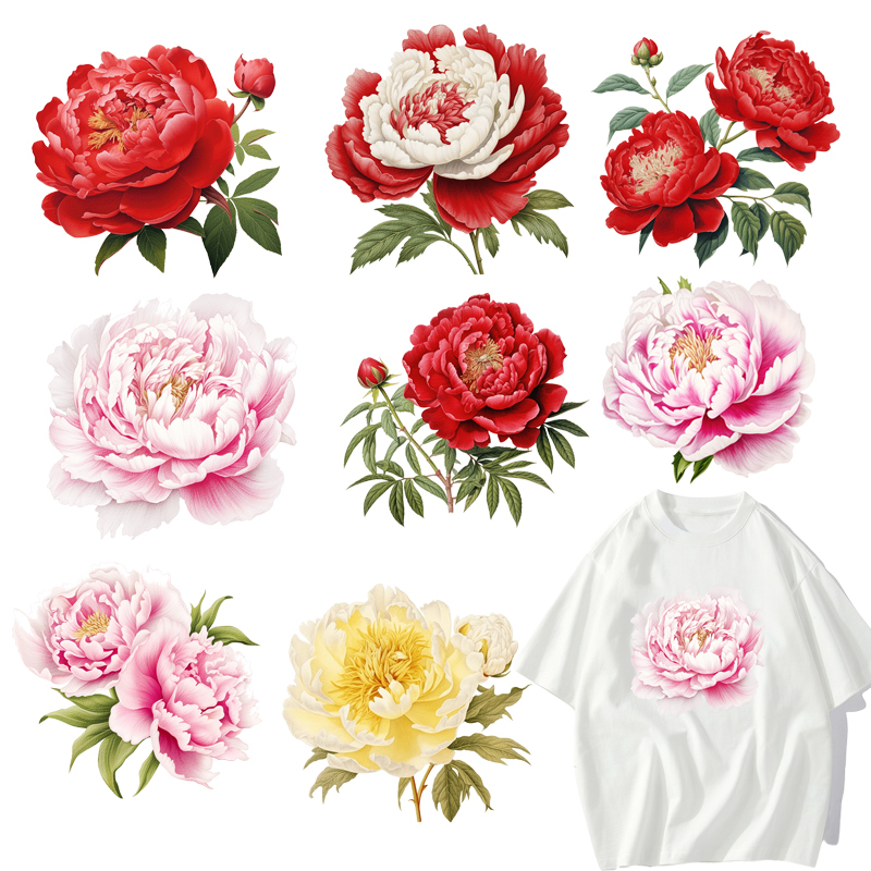 Worbla Thermoplastic - Red peonies and pink flowers DTF