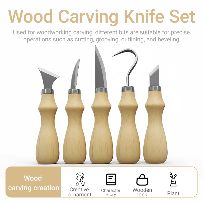 5pc Wood Carving Tools Set Oak - огляд і ціна Craft Knife Set